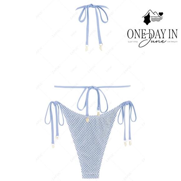 Zaful High Cut Tie Side Tie Back Bikini Swimsuit Size S - Picture 2 of 7